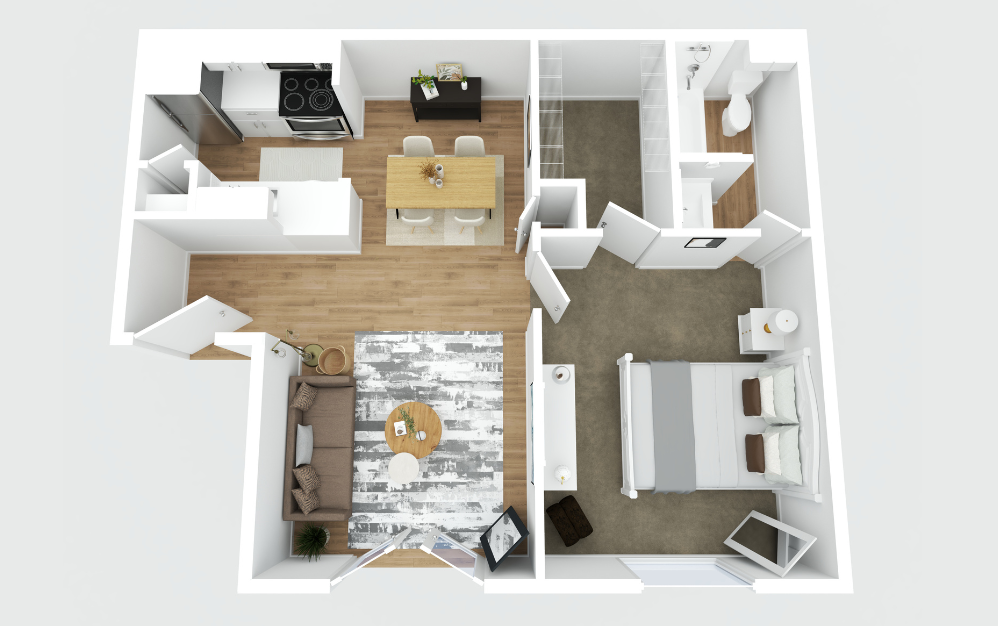 A1 Renovated - 1 bedroom floorplan layout with 1 bathroom and 630 - 680 square feet