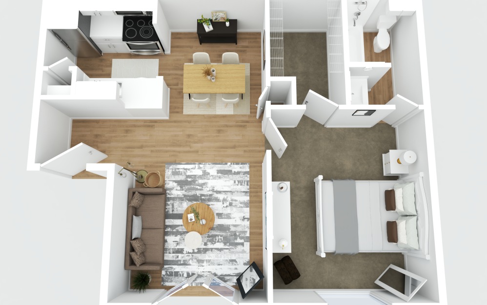 A1 Renovated - 1 bedroom floorplan layout with 1 bathroom and 630 - 680 square feet