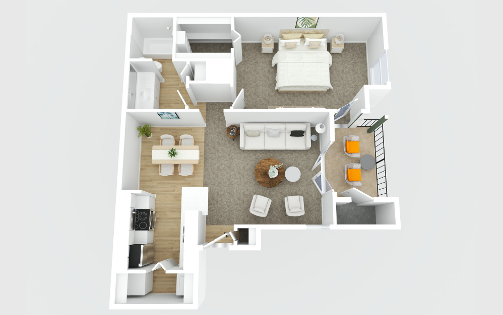 A2 Renovated - 1 bedroom floorplan layout with 1 bathroom and 720 - 738 square feet