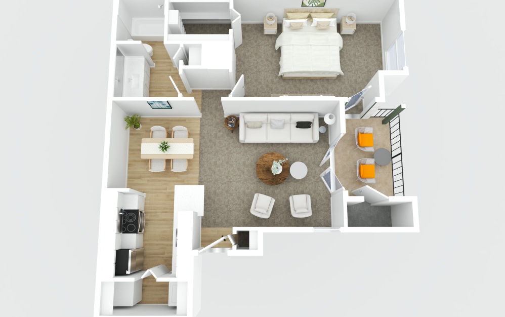 A2 Renovated - 1 bedroom floorplan layout with 1 bathroom and 720 - 738 square feet