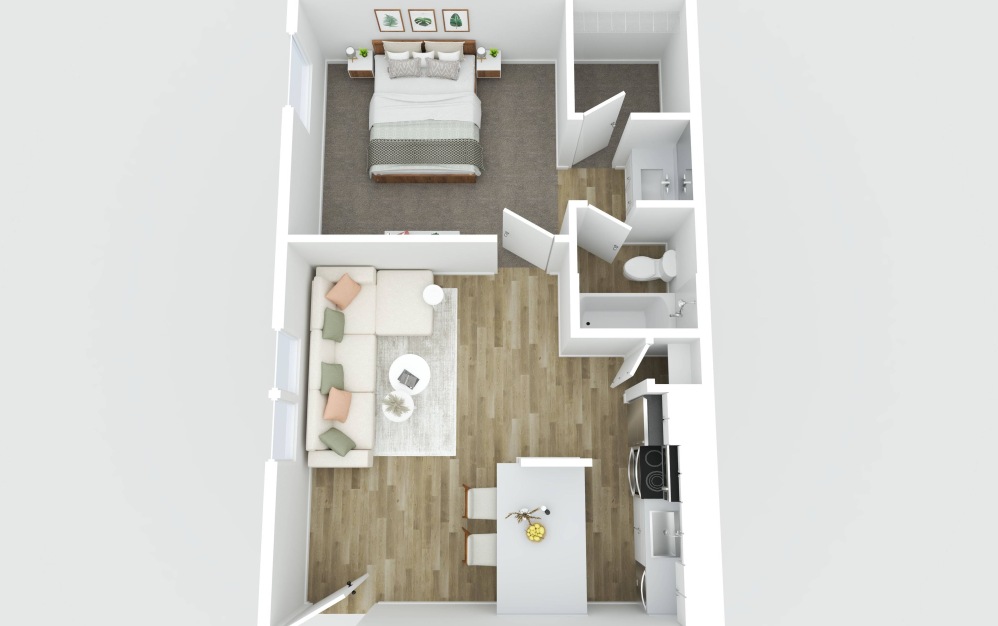 E2 Renovated - 1 bedroom floorplan layout with 1 bathroom and 510 square feet